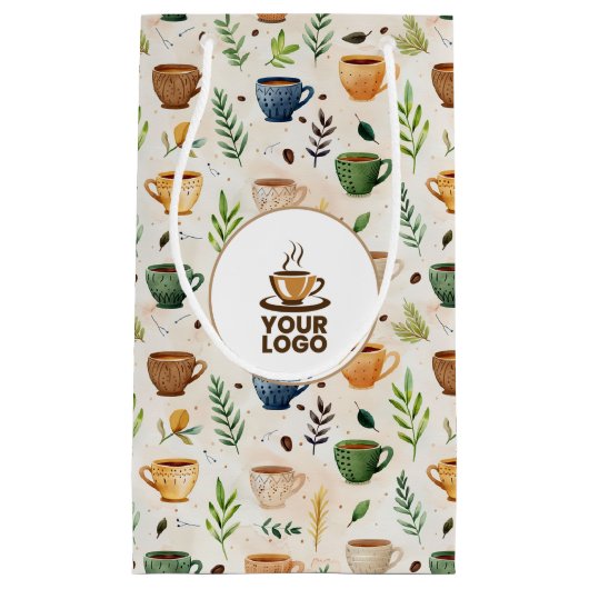 Coffee Cups Boho Muster Logo Kleine Geschenktüte (Vorderseite)