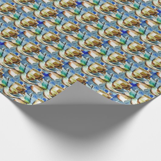 Coffee Cups Collage Watercolor Muster Geschenkpapier (Ecke)