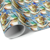 Coffee Cups Collage Watercolor Muster Geschenkpapier (Rolleneckpunkt)