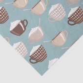 Coffee Cups Cream Caffeine Lover Pastel Blue Brown Seidenpapier (Ausschnitt)