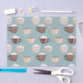 Coffee Cups Cream Caffeine Lover Pastel Blue Brown Seidenpapier (Handwerk)