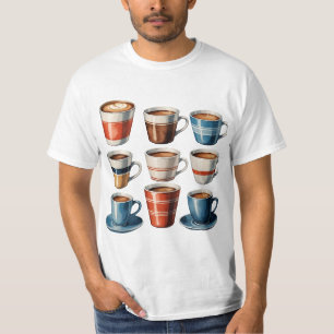 Coffee Cups Muster - Nahtloses, gemütliches Café D T-Shirt