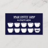 Coffee Cups Navy Blue Café Kundenloyalty  Treuekarte (Vorderseite)