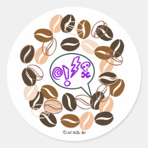 COFFEE & CUSSIN' von Jeff Willis Art Runder Aufkleber