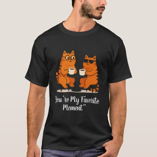 Coffee Date Cat Couple T-Shirt (Vorderseite)