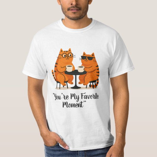 Coffee Date Cat Couple T-Shirt (Vorderseite)