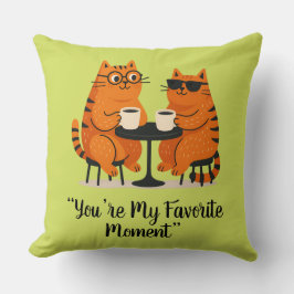Coffee Date Cat Couple Throw Pillow Kissen