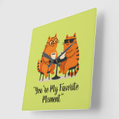 Coffee Date Cat Couple Wall Clock Quadratische Wanduhr (Winkel)