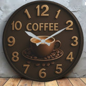 Coffee decor cup bean lover gift kitchen große wanduhr
