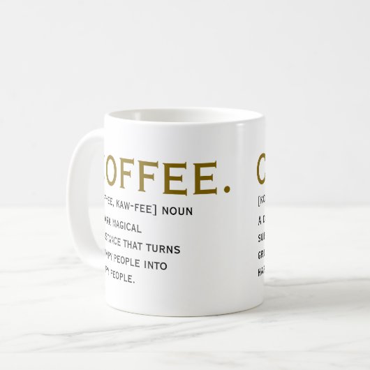 Coffee Definition – Funny Dictionary-Style Kaffeetasse (Vorderseite Links)