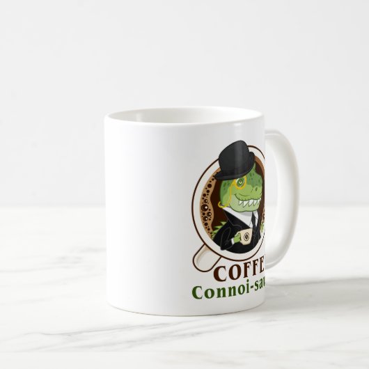 Coffee Dinosaur Connoi-Saur Funny Coffee Drink Kaffeetasse (VorderseiteRechts)