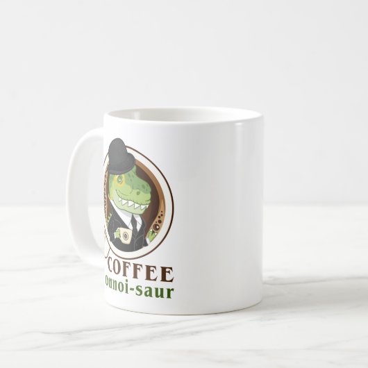 Coffee Dinosaur Connoi-Saur Funny Coffee Drink Kaffeetasse (Vorderseite Links)