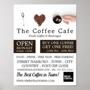 Coffee Display, Barista, Café, Coffeehouse Advert Poster
