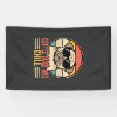 Coffee Dogs und Chill Retro Pug Banner (Horizontal)