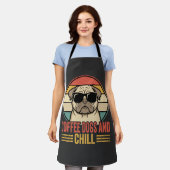 Coffee Dogs und Chill Retro Pug Schürze (Getragen)