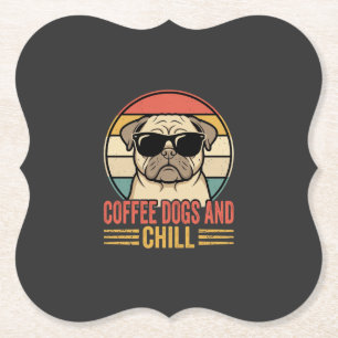 Coffee Dogs und Chill Retro Pug Untersetzer