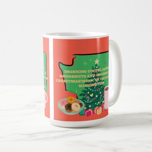 Coffee, Donuts and Christmas Music in Washington Kaffeetasse (VorderseiteRechts)