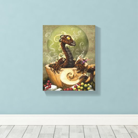 Coffee Dragon 8x10 Canvas Print Leinwanddruck (Insitu (Holzboden))