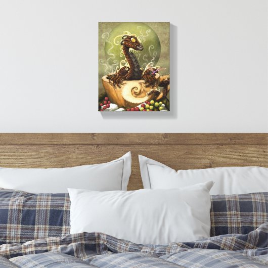 Coffee Dragon 8x10 Canvas Print Leinwanddruck (Insitu (Schlafzimmer))