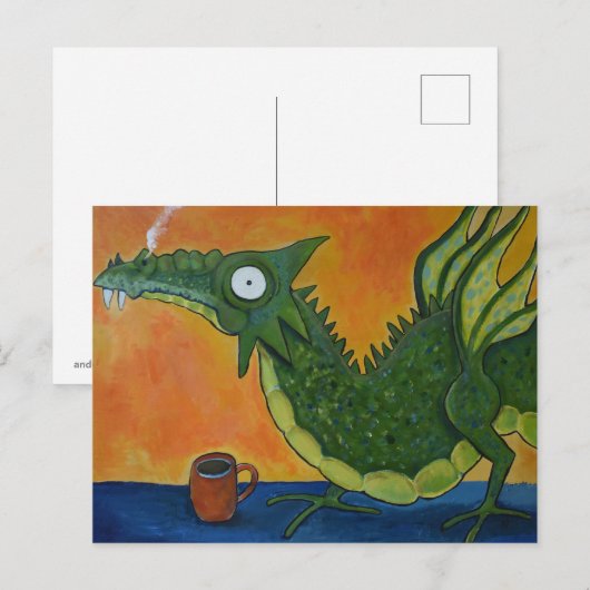 Coffee Dragon Postcard Postkarte (Vorne/Hinten)