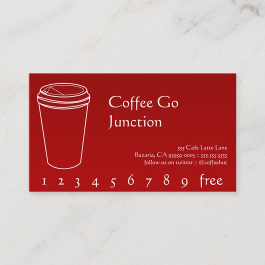 Coffee Drink Punch / Loyalty Card Gradient Red Treuekarte (Vorderseite)