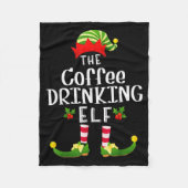Coffee Drinking Christmas Elf Matching Pajama X-ma Fleecedecke (Vorderseite)