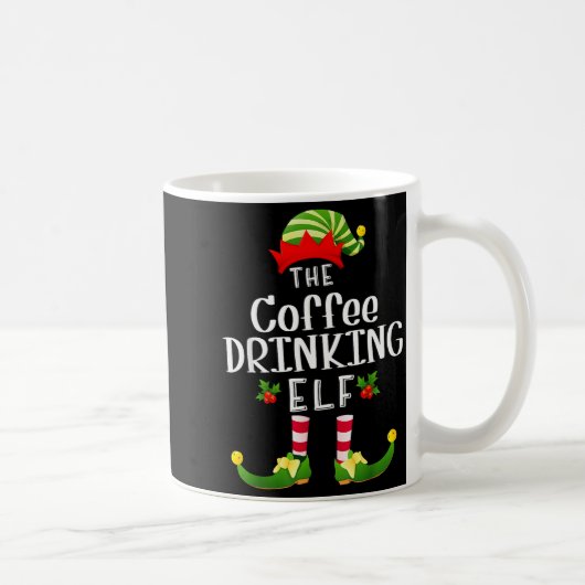 Coffee Drinking Christmas Elf Matching Pajama X-ma Kaffeetasse (Rechts)