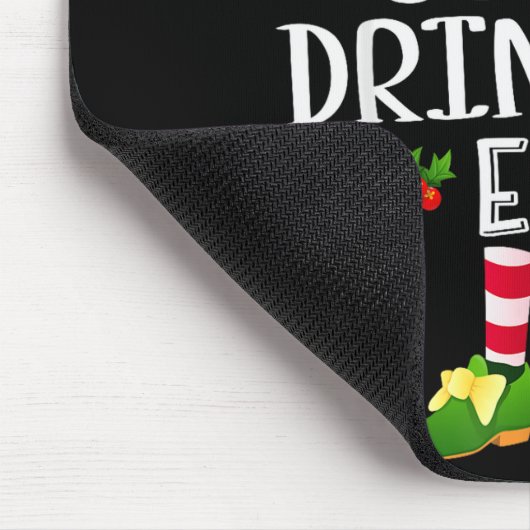 Coffee Drinking Christmas Elf Matching Pajama X-ma Mousepad (Ecke)