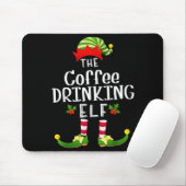 Coffee Drinking Christmas Elf Matching Pajama X-ma Mousepad (Mit Mouse)