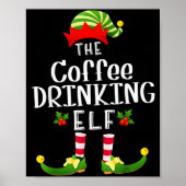 Coffee Drinking Christmas Elf Matching Pajama X-ma Poster (Vorne)