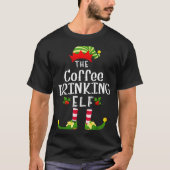 Coffee Drinking Christmas Elf Matching Pajama X-ma T-Shirt (Vorderseite)