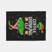 Coffee Drinking Elf Christmas Girls Women Elf Squa Fleecedecke (Vorderseite (Horizontal))
