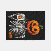 Coffee Drinking Skeleton Pumpkin Halloween Costume Fleecedecke (Vorderseite (Horizontal))