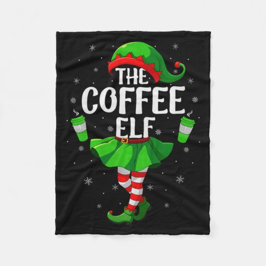 Coffee Elf Christmas Girls Women Elf Squad Xmas Fa Fleecedecke (Vorderseite)
