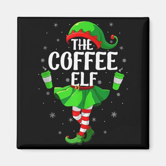 Coffee Elf Christmas Girls Women Elf Squad Xmas Fa Magnet (Vorne)