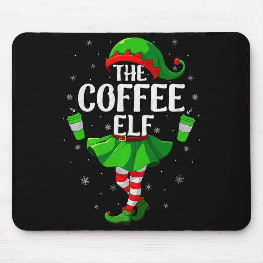 Coffee Elf Christmas Girls Women Elf Squad Xmas Fa Mousepad (Vorne)
