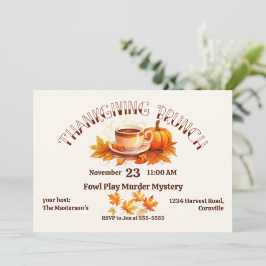 Coffee Erntedank Brunch Einladung (Stehend Vorderseite)