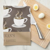 Coffee | Espresso | Capuccino Muster — Monogramm Geschirrtuch (Viertel Falte)