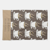 Coffee | Espresso | Capuccino Muster — Monogramm Geschirrtuch (Horizontal)