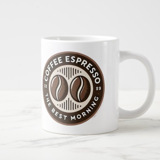 Coffee Espresso Label mit zeitgenössischem Design Jumbo-Tasse (Rechts)