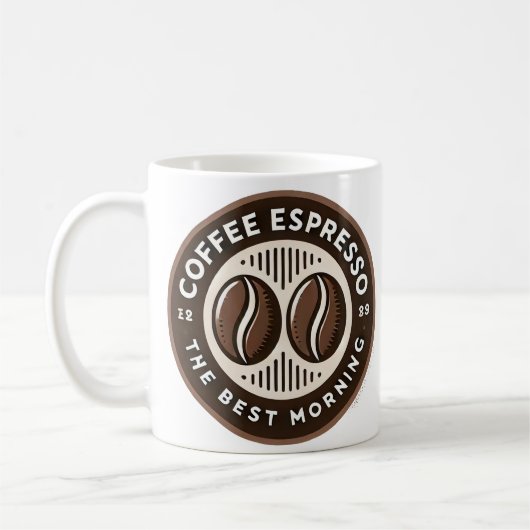Coffee Espresso Label mit zeitgenössischem Design Kaffeetasse (Links)