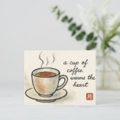 Coffee Etegami Postcard Postkarte (Stehend Vorderseite)