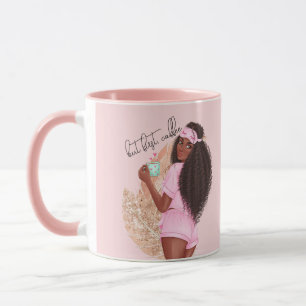 Coffee Faux Glitter Girl Haar Rose Pink   Tasse