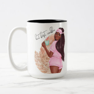 Coffee Faux Glitter Mädchen Haar Braun Pink   Zweifarbige Tasse