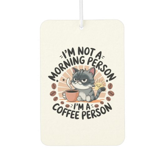 Coffee-First Attitude Fun Cat Design Autolufterfrischer (Vorderseite)