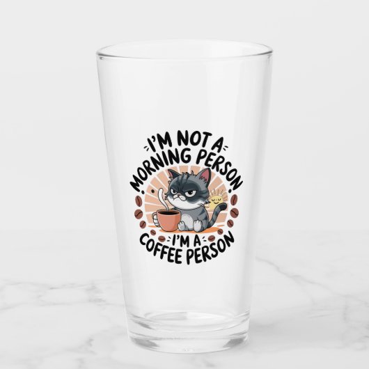 Coffee-First Attitude Fun Cat Design Glas (Vorderseite)