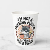 Coffee-First Attitude Fun Cat Design Pappbecher (Rückseite)