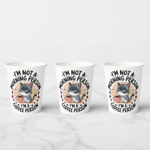 Coffee-First Attitude Fun Cat Design Pappbecher