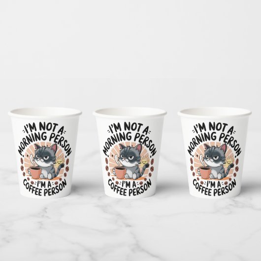 Coffee-First Attitude Fun Cat Design Pappbecher (Multi)