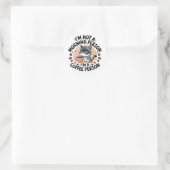 Coffee-First Attitude Fun Cat Design Runder Aufkleber (Tasche)